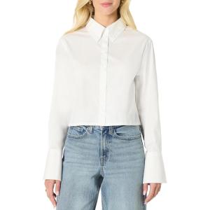 imageAmazon Essentials Womens Modern OversizedFit Cropped Cotton Stretch Poplin ButtonDown ShirtBright White