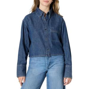 imageAmazon Essentials Womens Modern OversizedFit Cropped Denim ButtonDown ShirtMedium Blue Vintage