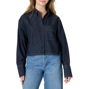 imageAmazon Essentials Womens Modern OversizedFit Cropped Denim ButtonDown ShirtRinse