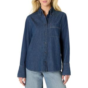 imageAmazon Essentials Womens OversizedFit Denim ButtonDown ShirtMedium Blue Vintage