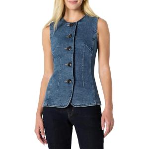 imageAmazon Essentials Womens RegularFit ButtonDown Denim VestMedium Blue Vintage