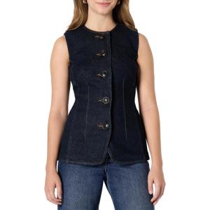 imageAmazon Essentials Womens RegularFit ButtonDown Denim VestRinse Denim