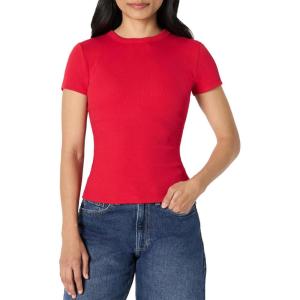imageAmazon Essentials Womens SlimFit Stretch Rib ShortSleeve TeeRed