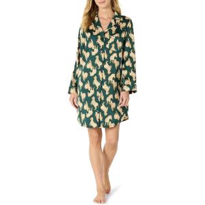imageAmazon Essentials womens Satin ButtonDown Sleepwear NightshirtDark Green Beige Zebras