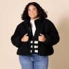 imageAmazon Essentials Womens Cropped FullZip Puffer Jacket Quilted Matte or Sherpa FleeceBlack Teddy Sherpa