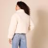 imageAmazon Essentials Womens Cropped FullZip Puffer Jacket Quilted Matte or Sherpa FleeceCream Teddy Sherpa