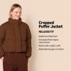imageAmazon Essentials Womens Cropped FullZip Puffer Jacket Quilted Matte or Sherpa FleeceDeep Brown