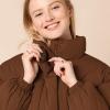 imageAmazon Essentials Womens Cropped FullZip Puffer Jacket Quilted Matte or Sherpa FleeceDeep Brown