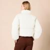imageAmazon Essentials Womens Cropped FullZip Puffer Jacket Quilted Matte or Sherpa FleeceEggshell White
