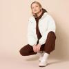 imageAmazon Essentials Womens Cropped FullZip Puffer Jacket Quilted Matte or Sherpa FleeceEggshell White