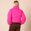 imageAmazon Essentials Womens Cropped FullZip Puffer Jacket Quilted Matte or Sherpa FleeceNeon Pink