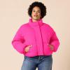 imageAmazon Essentials Womens Cropped FullZip Puffer Jacket Quilted Matte or Sherpa FleeceNeon Pink