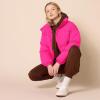 imageAmazon Essentials Womens Cropped FullZip Puffer Jacket Quilted Matte or Sherpa FleeceNeon Pink