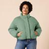 imageAmazon Essentials Womens Cropped FullZip Puffer Jacket Quilted Matte or Sherpa FleeceSage Green