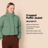 imageAmazon Essentials Womens Cropped FullZip Puffer Jacket Quilted Matte or Sherpa FleeceSage Green