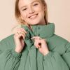 imageAmazon Essentials Womens Cropped FullZip Puffer Jacket Quilted Matte or Sherpa FleeceSage Green