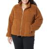 imageAmazon Essentials Womens Fleece ZipUp Sherpa Jacket with Stand NeckDark Tan