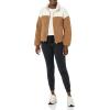 imageAmazon Essentials Womens Fleece ZipUp Sherpa Jacket with Stand NeckIvory Tan Shearling