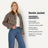 imageAmazon Essentials Womens OversizedFit Cropped Denim Jacket with Contrast CollarBlack Brown Animal Print