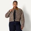 imageAmazon Essentials Womens OversizedFit Cropped Denim Jacket with Contrast CollarBlack Brown Animal Print