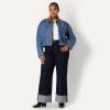 imageAmazon Essentials Womens OversizedFit Cropped Denim Jacket with Contrast CollarMedium Blue Vintage