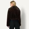 imageAmazon Essentials Womens OversizedFit Cropped Faux Fur Jacket with CollarDark Brown