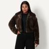 imageAmazon Essentials Womens OversizedFit Cropped Faux Fur Jacket with CollarDark Brown