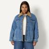 imageAmazon Essentials Womens OversizedFit FauxShearling Lined Denim JacketMedium Blue Vintage