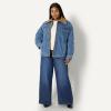 imageAmazon Essentials Womens OversizedFit FauxShearling Lined Denim JacketMedium Blue Vintage