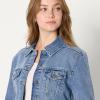 imageAmazon Essentials Womens RegularFit Low Stretch Denim ButtonFront Trucker JacketAuthentic Medium Wash