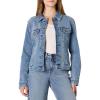 imageAmazon Essentials Womens RegularFit Low Stretch Denim ButtonFront Trucker JacketAuthentic Medium Wash
