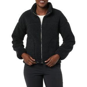 imageAmazon Essentials Womens Fleece ZipUp Sherpa Jacket with Stand NeckBlack