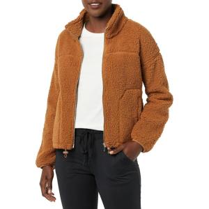 imageAmazon Essentials Womens Fleece ZipUp Sherpa Jacket with Stand NeckDark Tan
