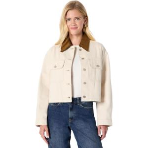 imageAmazon Essentials Womens OversizedFit Cropped Denim Jacket with Contrast CollarEcru