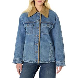 imageAmazon Essentials Womens OversizedFit FauxShearling Lined Denim JacketMedium Blue Vintage