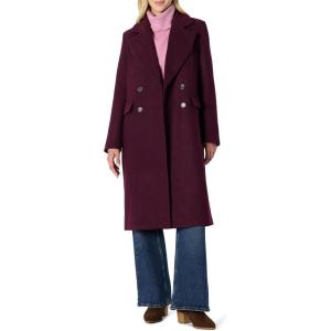 imageAmazon Essentials Womens RegularFit Double Breasted WoolBlend Longline CoatBurgundy