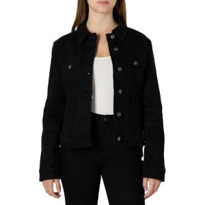 imageAmazon Essentials Womens RegularFit Low Stretch Denim ButtonFront Trucker JacketBlack