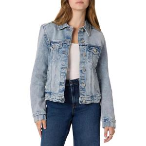 imageAmazon Essentials Womens RegularFit Low Stretch Denim ButtonFront Trucker JacketIced Light Wash
