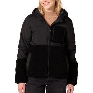 imageAmazon Essentials womens FullZip Sherpa Fleece Hooded Puffer JacketBlack