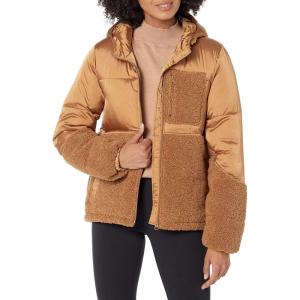 imageAmazon Essentials womens FullZip Sherpa Fleece Hooded Puffer JacketDark Camel