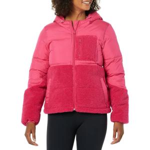 imageAmazon Essentials womens FullZip Sherpa Fleece Hooded Puffer JacketHot Pink