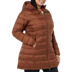 imageAmazon Essentials womens Lightweight WaterResistant Packable Hooded Puffer Coat Available in Plus SizeDark Toffee Brown