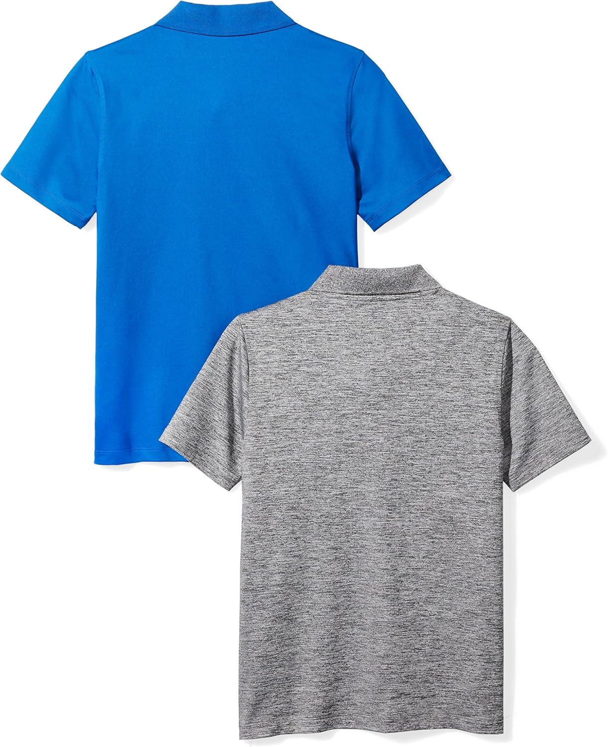 imageAmazon Essentials Boys and Toddlers ShortSleeve Active Performance Polo Shirts Pack of 2Cobalt BlueGrey Space Dye