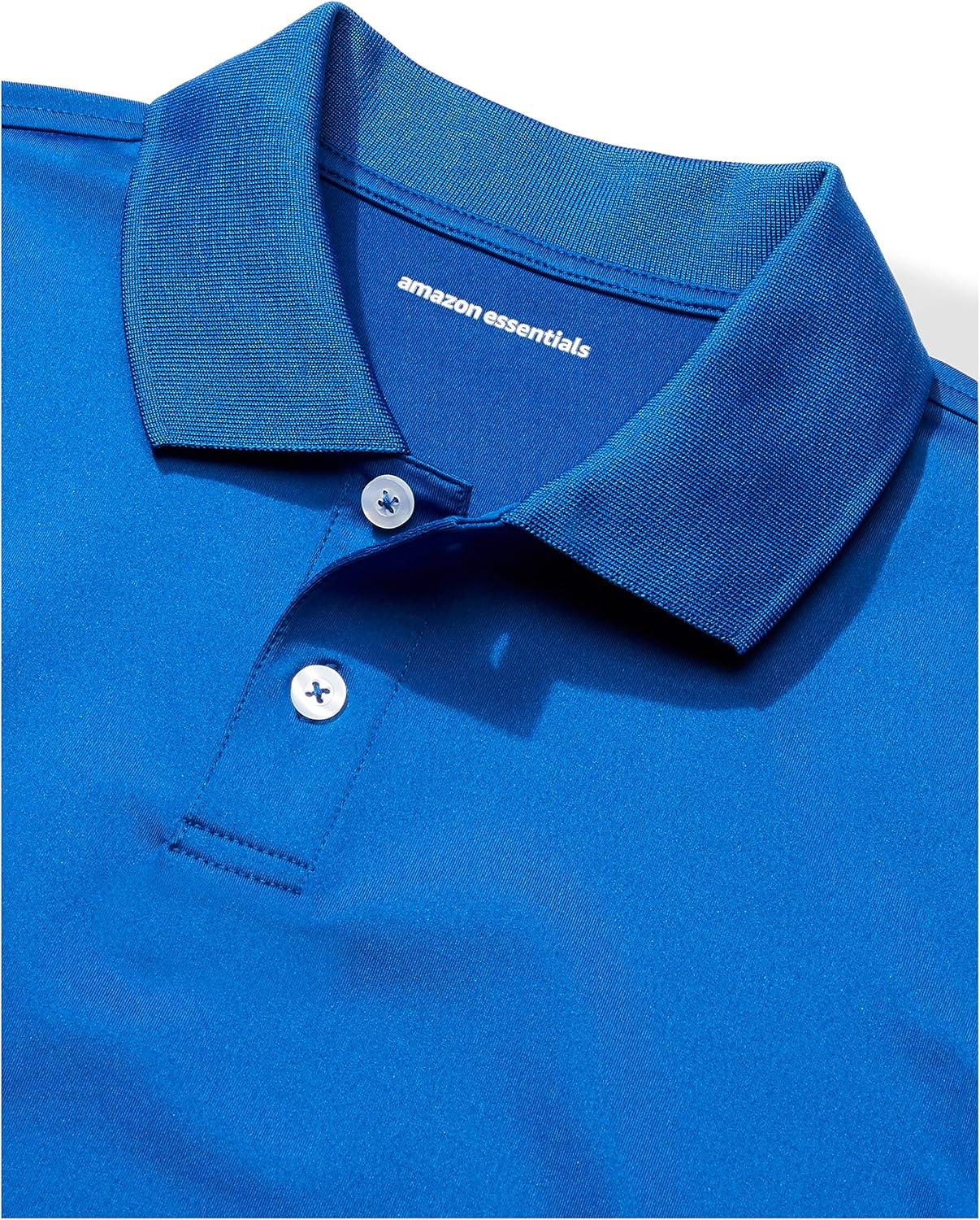 imageAmazon Essentials Boys and Toddlers ShortSleeve Active Performance Polo Shirts Pack of 2Cobalt BlueGrey Space Dye