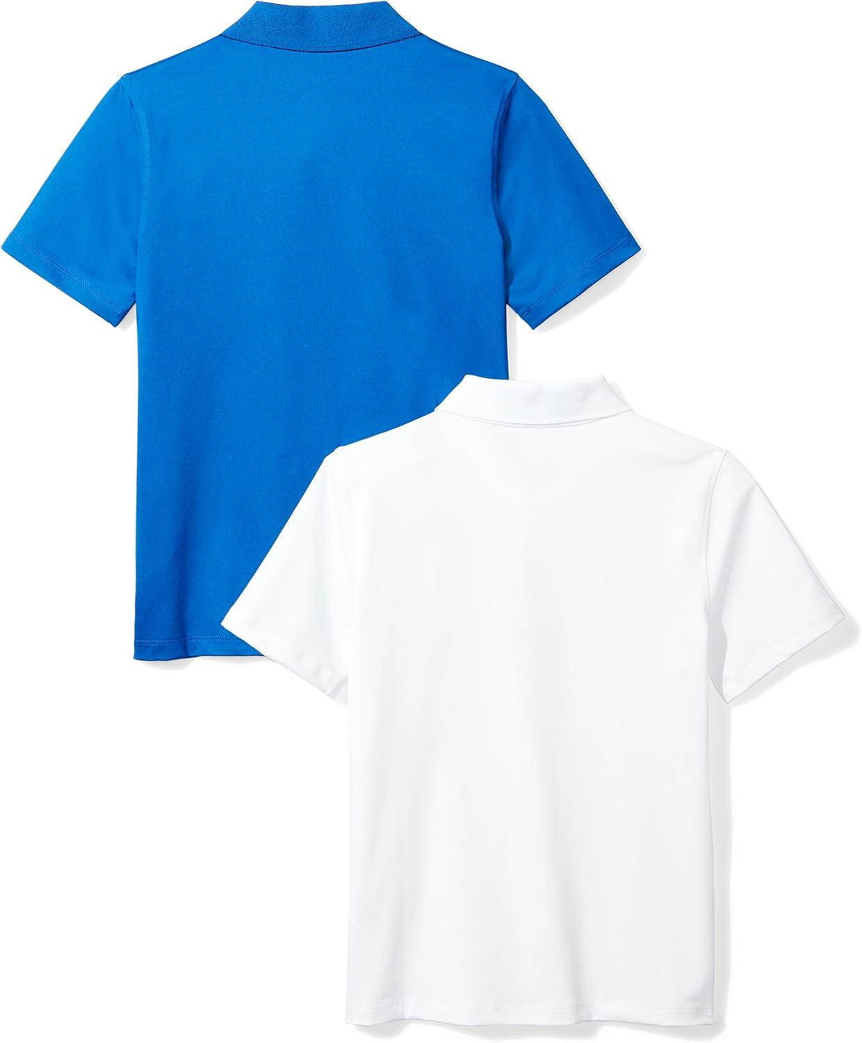 imageAmazon Essentials Boys and Toddlers ShortSleeve Active Performance Polo Shirts Pack of 2Royal BlueWhite