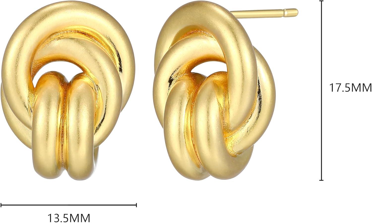 imageAmazon Essentials Love Knot Earrings for Women  GoldTone Fine Silver Plated Trendy Jewelry