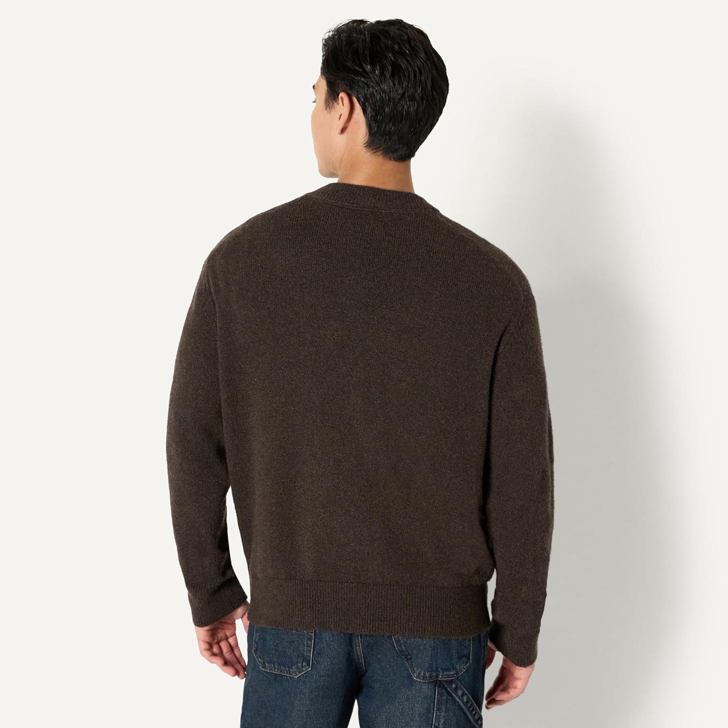 imageAmazon Essentials Mens RegularFit Cotton Blend VNeck SweaterChocolate Heather