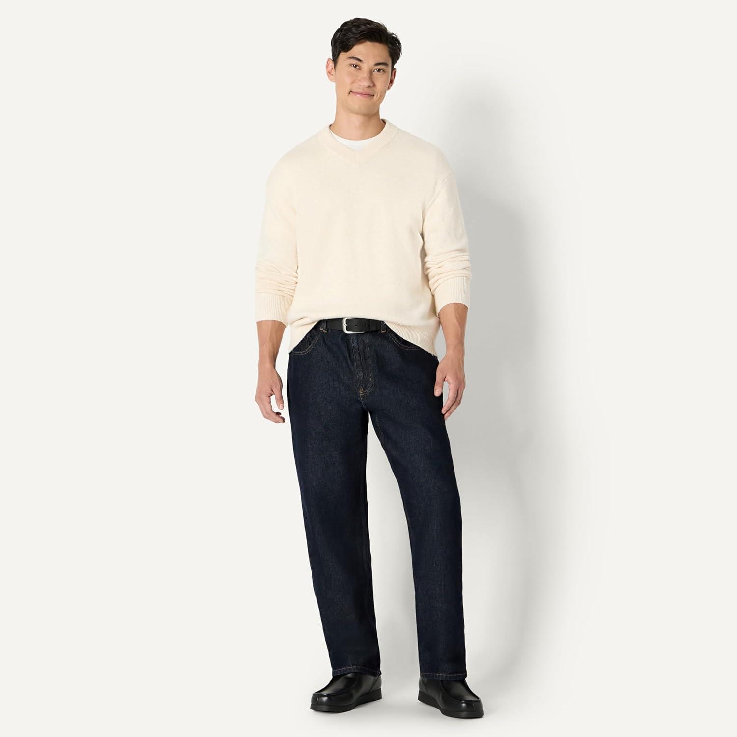 imageAmazon Essentials Mens RegularFit Cotton Blend VNeck SweaterOatmeal Heather