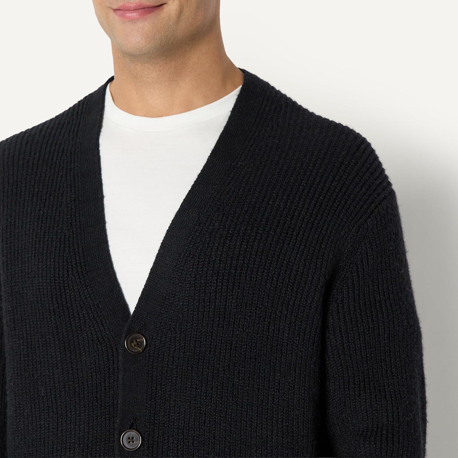 imageAmazon Essentials Mens RelaxedFit Cotton Blend CardiganBlack