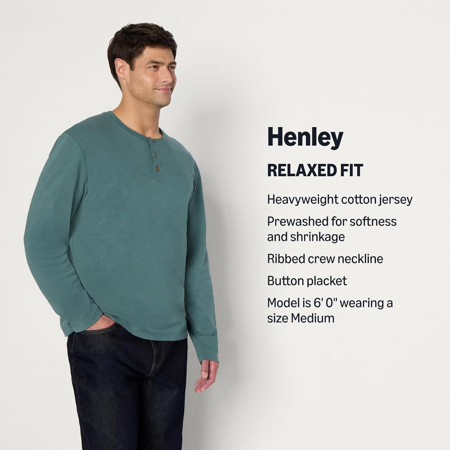 imageAmazon Essentials Mens RelaxedFit Long Sleeve HenleySlate Green